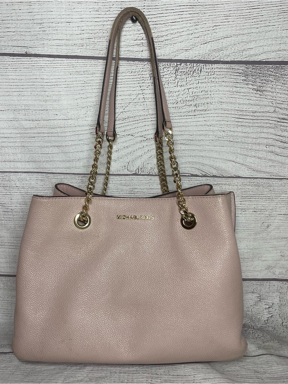 Michael Kors Teagen Powder Blush Long Drop Chain Bag Purse